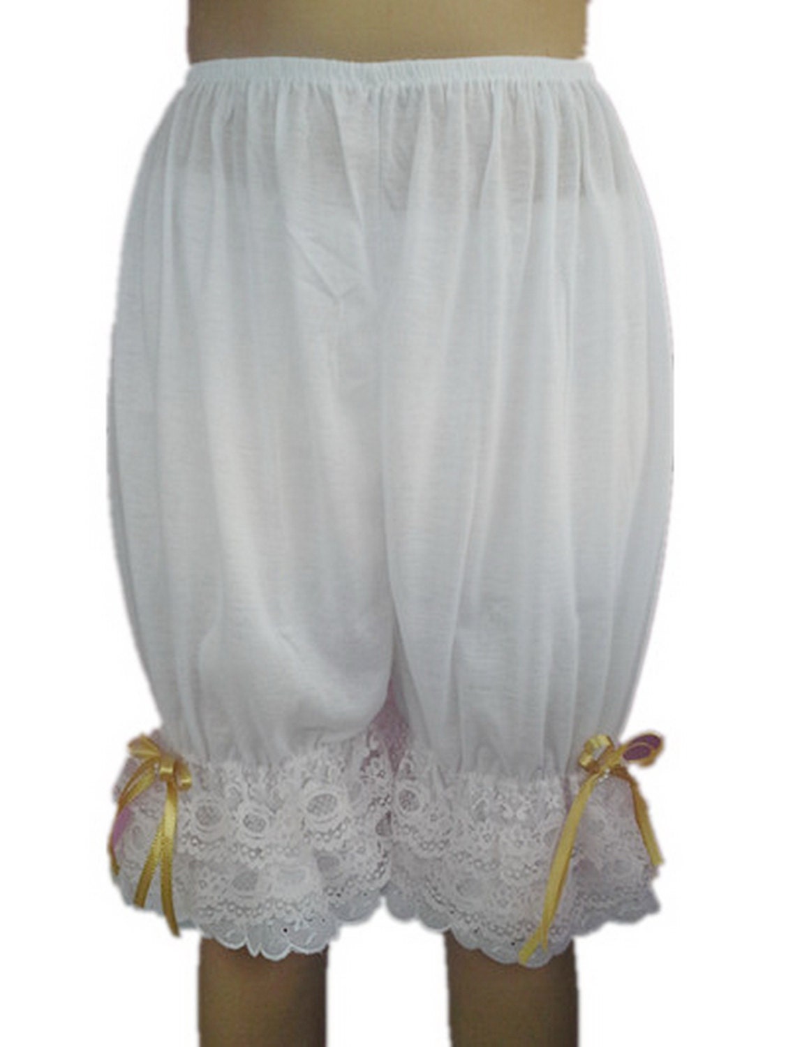 L5CBWH WHITE Ruffle Rumba Frilly Bloomers Handmade Women Half