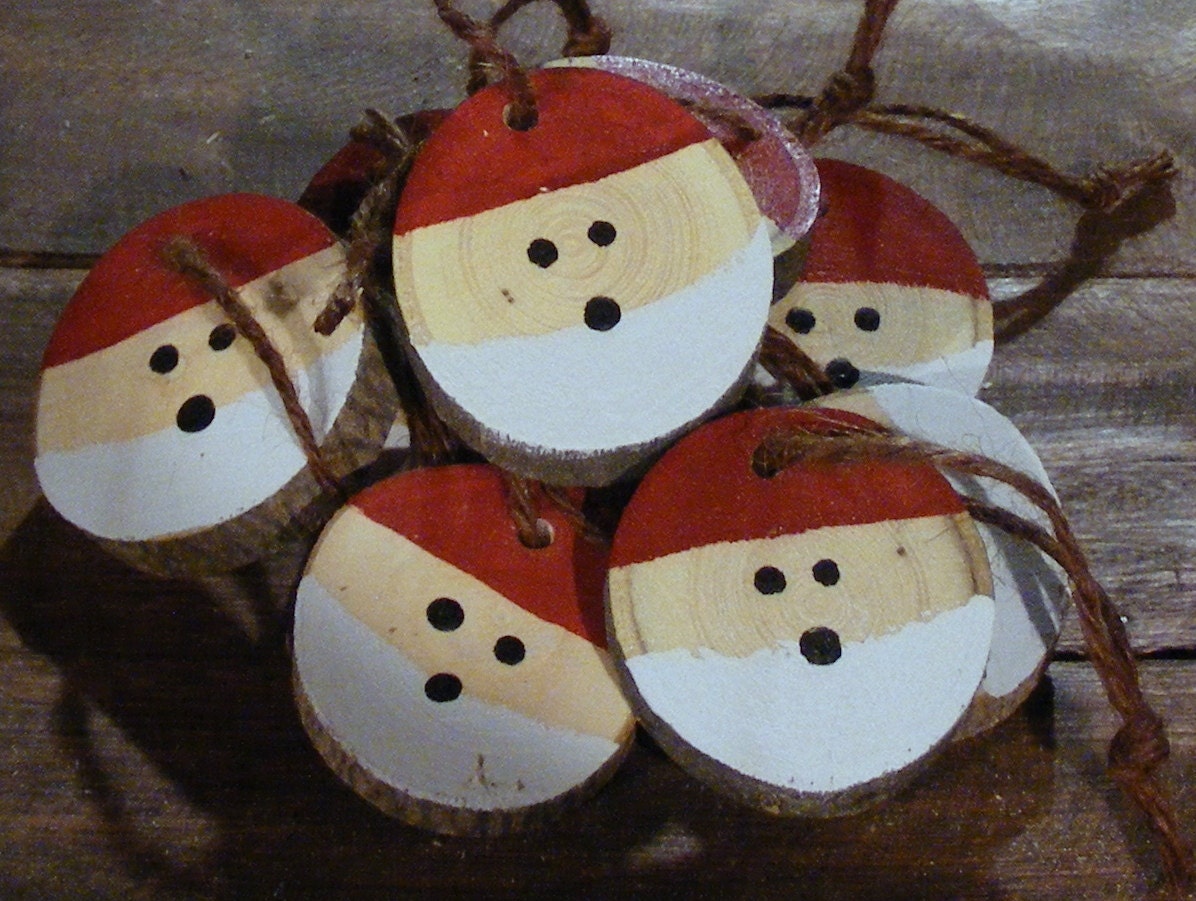 Santa Christmas Ornament Set Hand Painted By GFTWoodcraft On Etsy