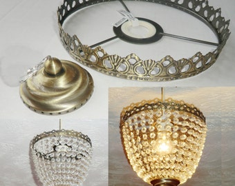 Deep Bag Chandelier Metal Frame No Drops Make Your Own Chandelier Light Shade Kit Pendant Lamp / Wedding Cake Stand Decoration Vintage Look