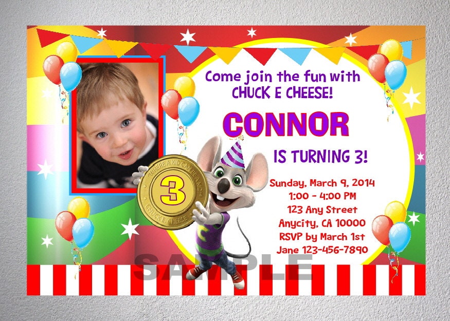 Chuck E Cheese Invitation Printable Chuck E by DPIexpressions