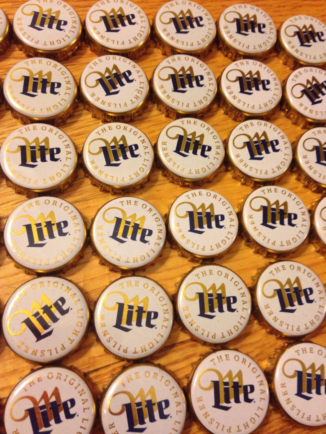 60 White Miller Lite Beer Bottle Caps by TwoLittleBoats on Etsy