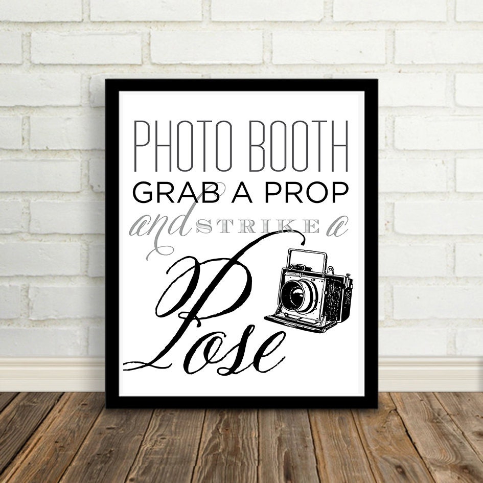 Printable Photo booth Sign Photobooth Poster Strike a Pose