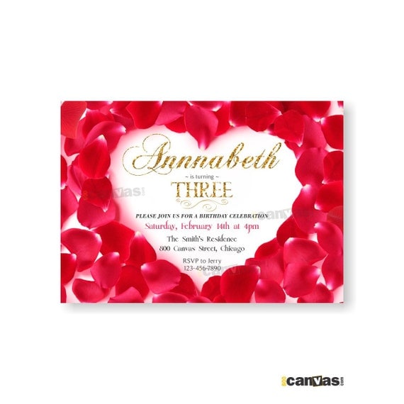 Heart Birthday Invitation Heart Invitation Girl Birthday