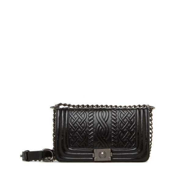 leather diamond braided crossbody bag