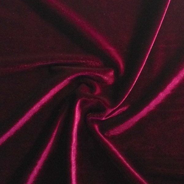 Wine Stretch Velvet Fabric 60'' Wide by the Yard for