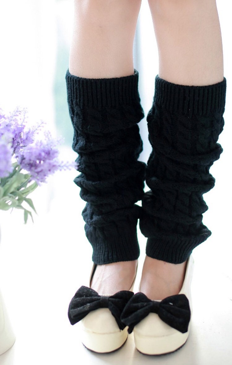 Black Leg warmers long leg warmersknit leg by