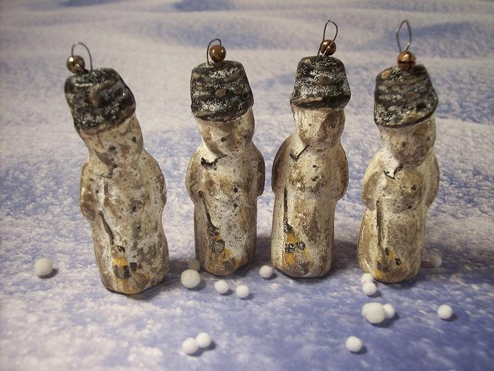 Primitive Handmade Celluclay Snowman Ornament Vintage Theme