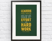 Vince Lombardi Green Bay Packers Inspirational Leader Quote Poster Print | NFL Memorabilia | Wall Art for Football Fans