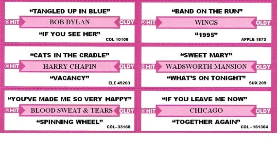 title strips for jukeboxes template