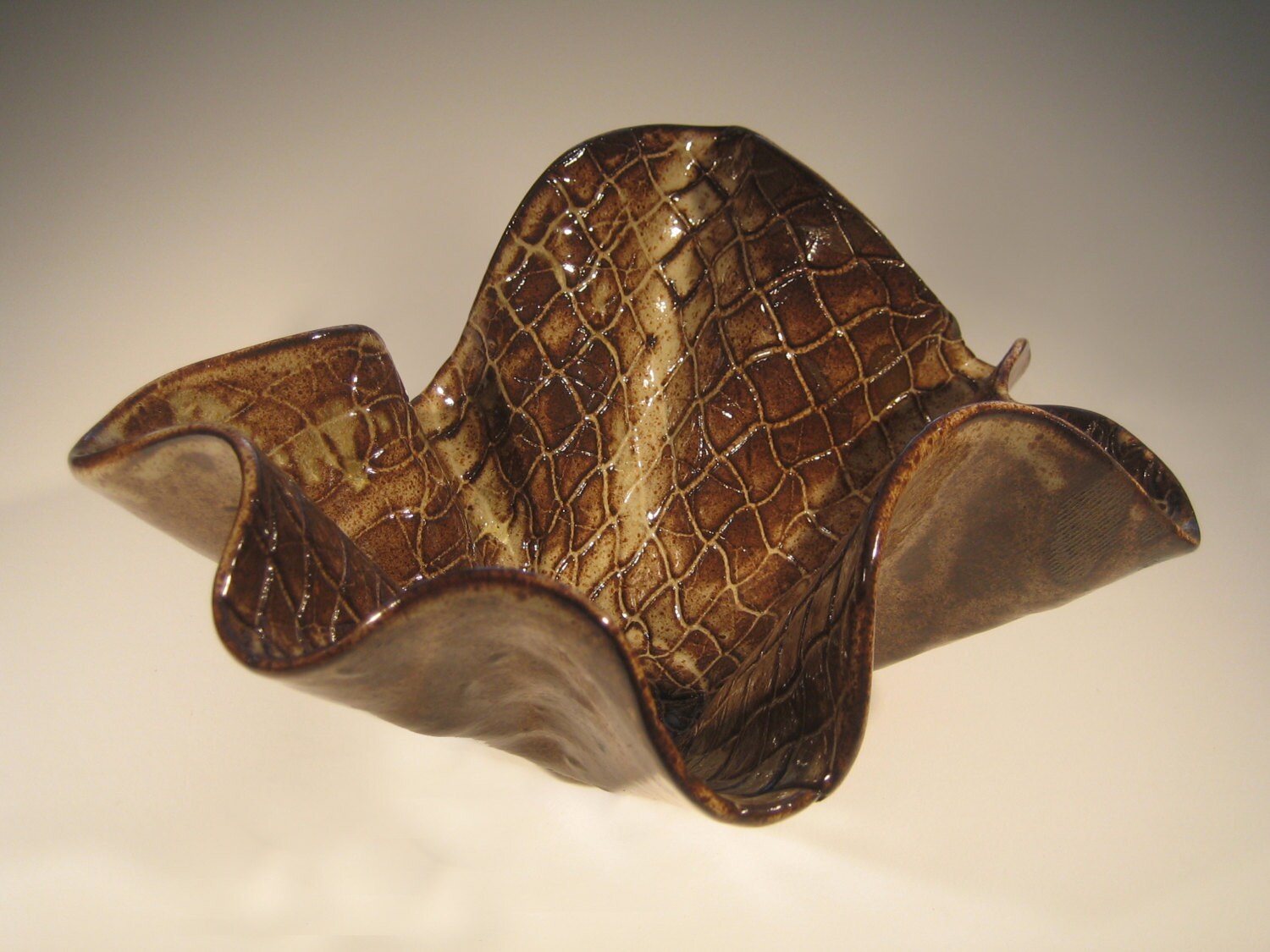 Ceramic Hand built drape bowl 11x10x6 organic by HelloPottery