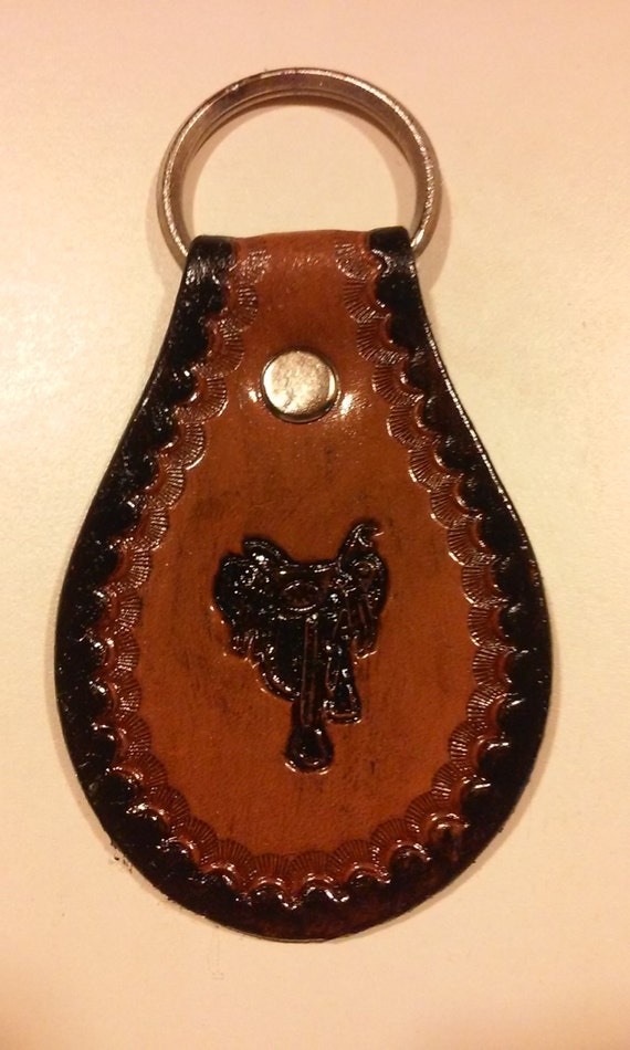 Western Leather Keychains Black Saddle