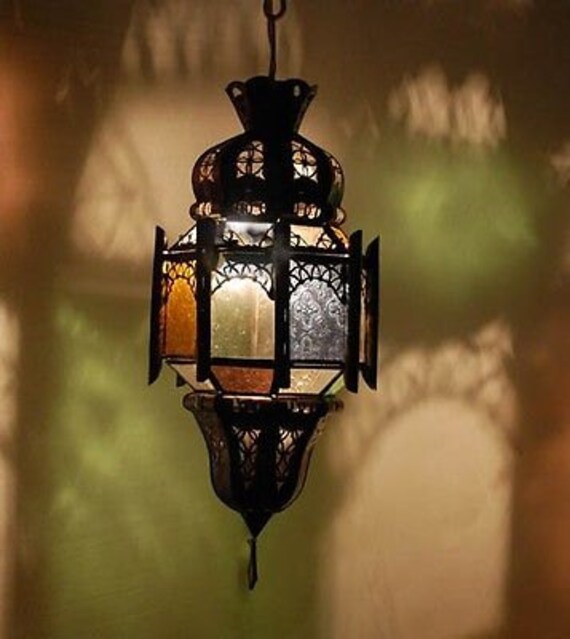 Moroccan stained glass lantern moorish mood lighting by artezanya