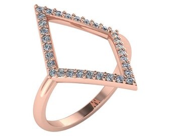 Diamond Shaped Diamond Ring 14K Gold | 14K Gold Diamond Shaped Diamond Ring | Diamond Shaped Ring With Diamonds