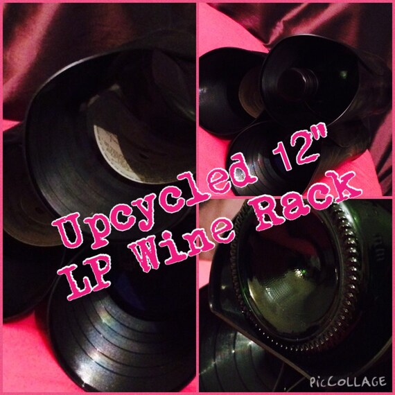 Items similar to Upcycled handmade 12" vinyl LP record wine rack. Funky