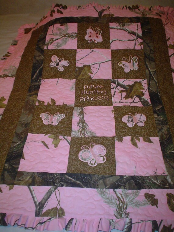 New Handmade pink Realtree camo girl baby quilt crib blanket