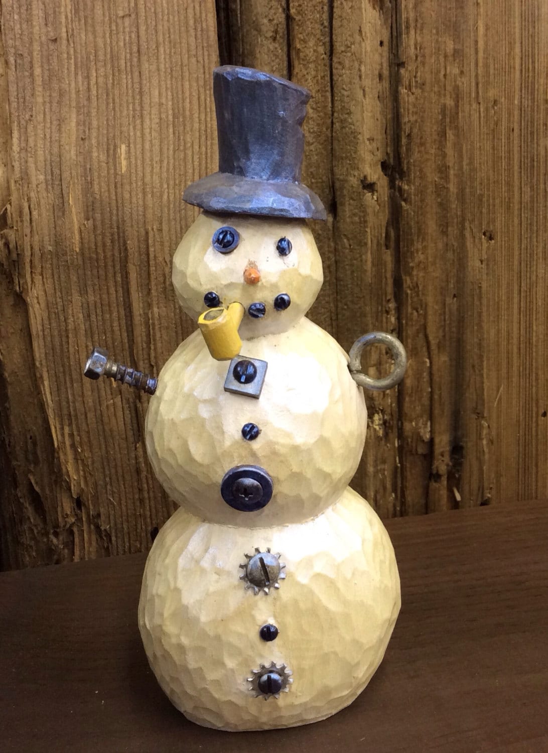Steampunk wood carved Snowman steampunk buy now online