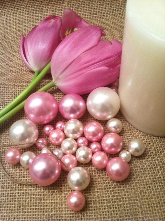 Vase Filler Jumbo Pearls Ivory/LightBaby Pink by MikialaPlace
