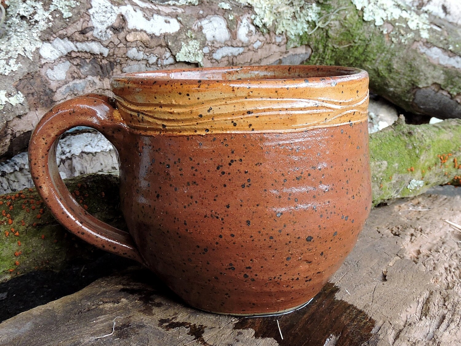 Handmade Stoneware Mug with Brown & Nutmeg glaze.