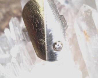 Sterling Silver, Diamond, Brass Artisan Ring