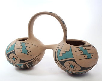Mata Ortiz Spheric Beige Pot w Fish Fine Southwest Pottery