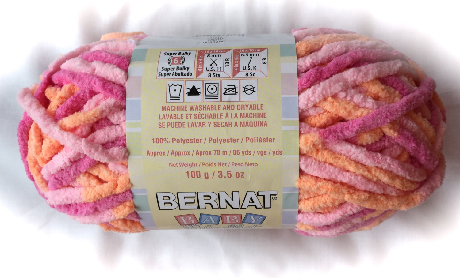 bernat peachy blanket yarn baby oz. âˆ’100g Blanket PEACHY Bernat 03510 Yarn 3.5 Baby Skein