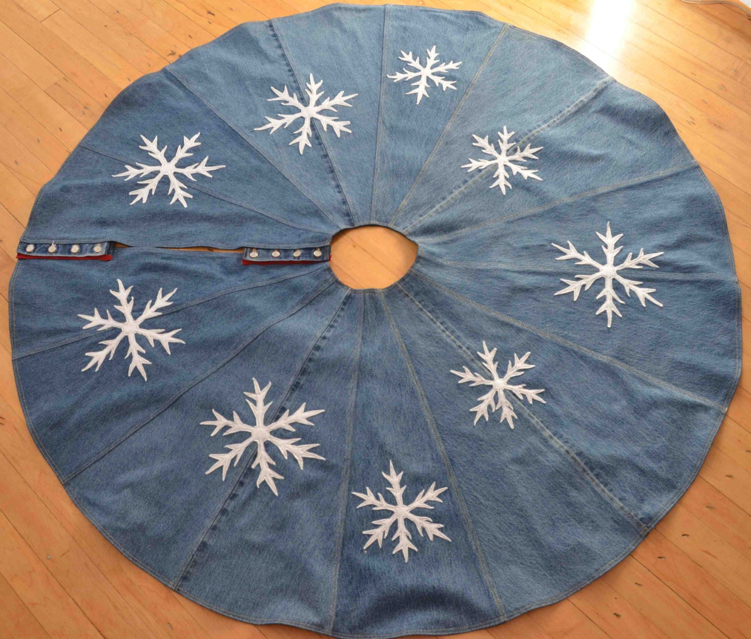 snowflake and denim christmas tree skirt snowflake and denim christmas tree skirt
