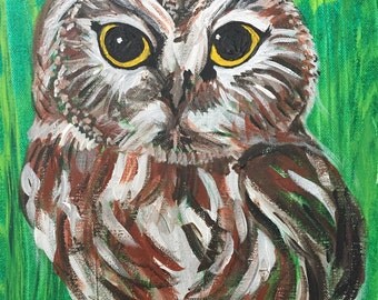 Items similar to Whimsical Owls four prints of an original paintings 5