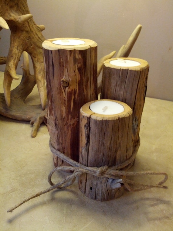 Ozark Cedar Pillar Candle Holders by N2Rustic on Etsy