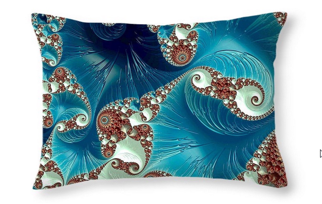Ocean Rectangular Throw Pillow Turquoise Aqua Blue & Brown