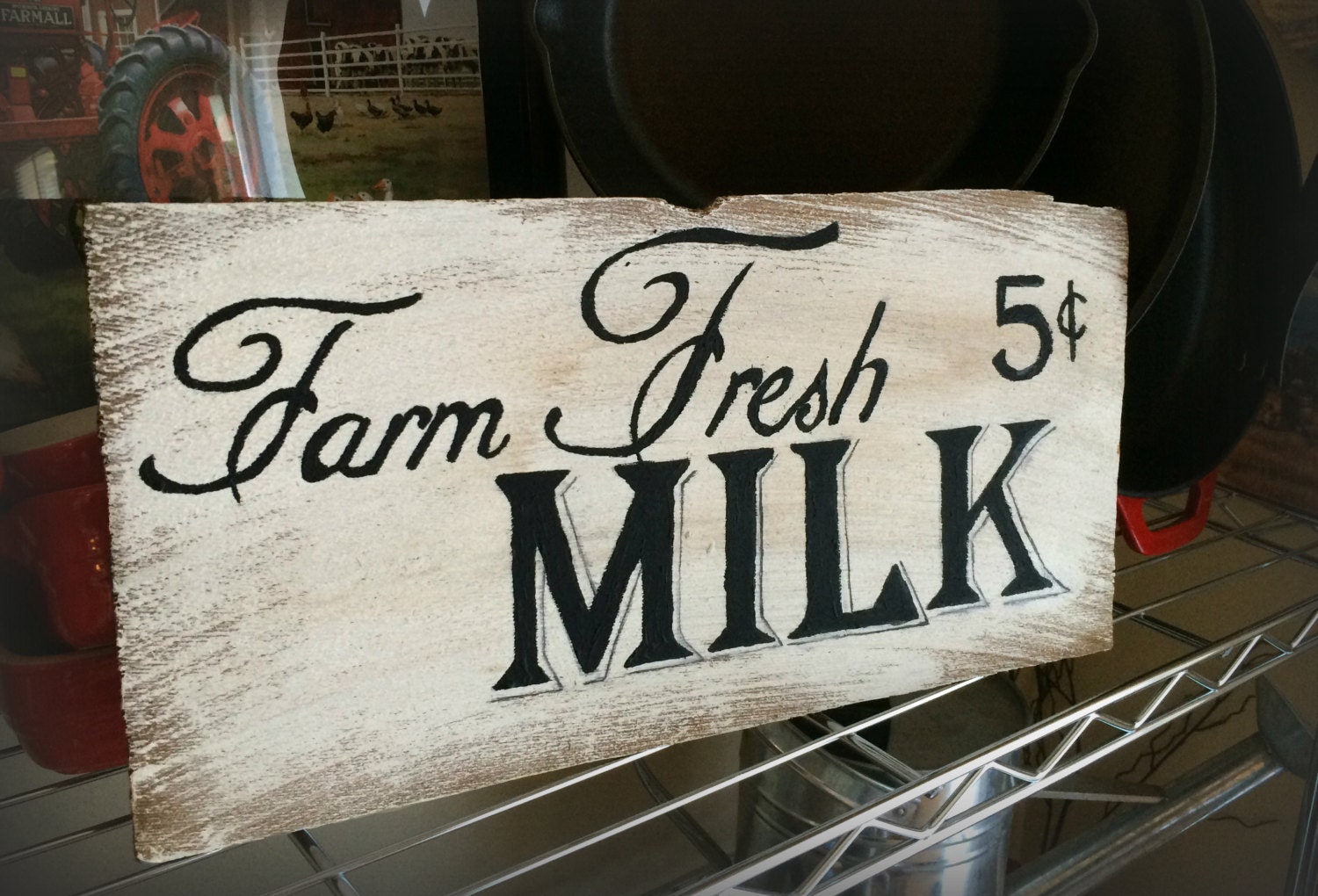 Download Farm Fresh Milk Wood Sign Vintage Farmhouse Decor Rustic