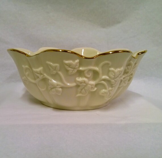 Lenox Porcelain Vine Candy Sauce Dish Gold Trim by KaysQuirks
