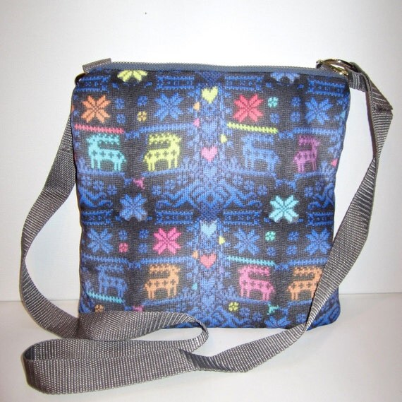 Ski Sweater Crossbody Bag Printed Canvas Handbag With Gray