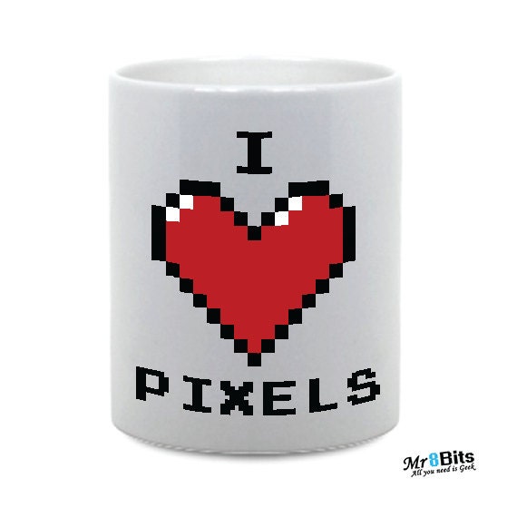 I Love Pixels  Ceramic Coffee  Mug