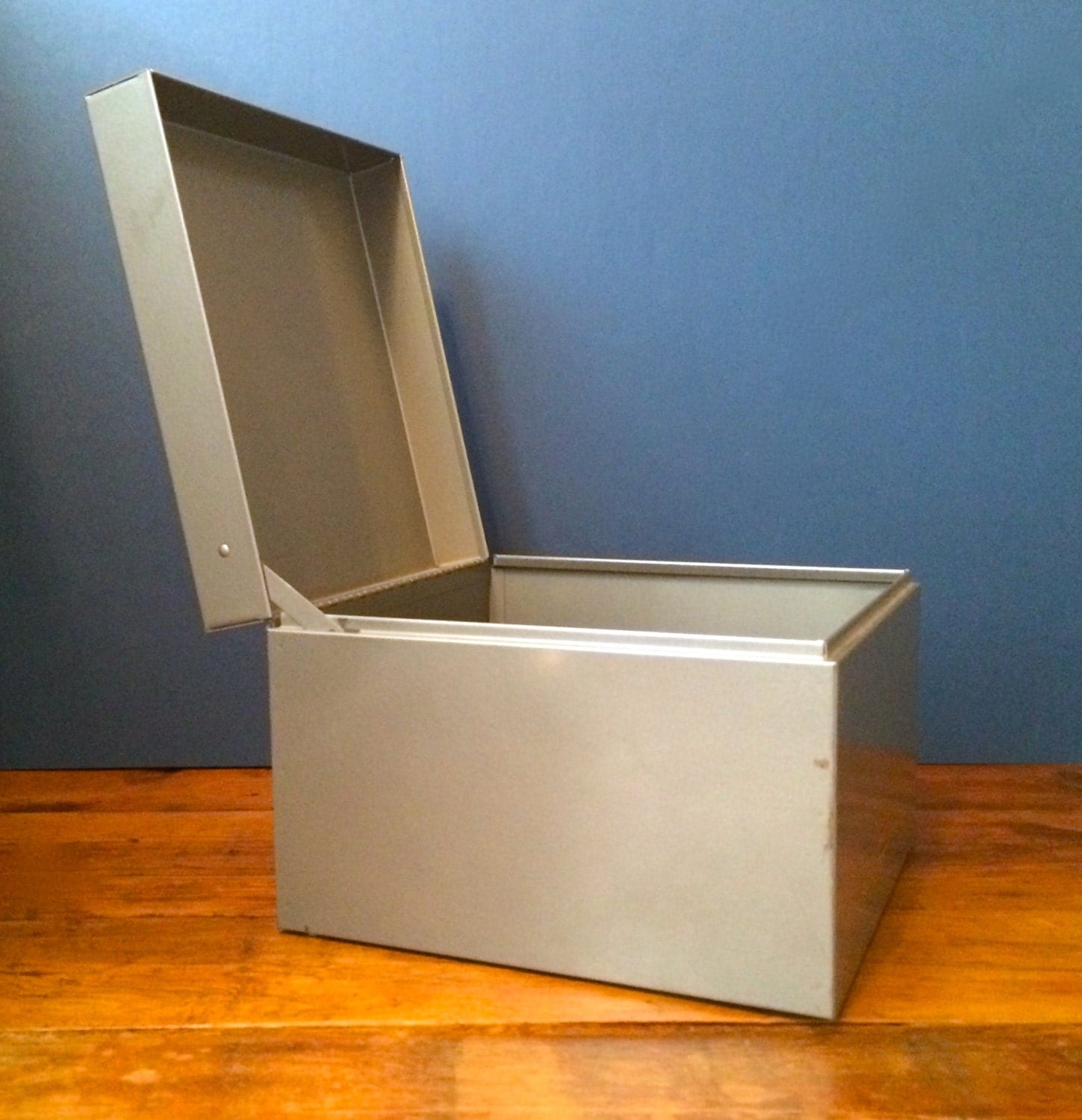Metal File Box Retro File Box Portable File by HoneyBeeHillVintage