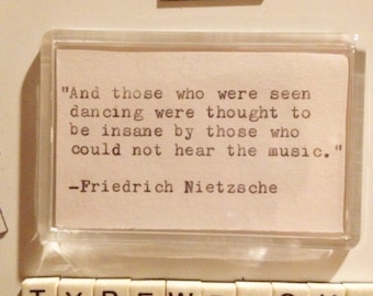 Friedrich Nietzsche Acrylic Fridge Magnet. Hand Typed Typewriter Quote