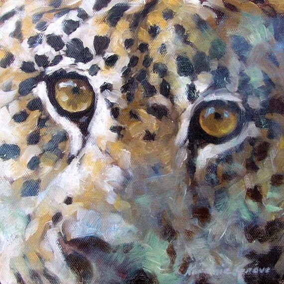 Leopard Eyes original oil animal painting animal wall art