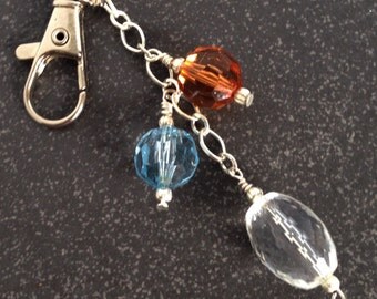 Topaz Coloured Beaded Bag Charm, Gift for Her, Key Ring