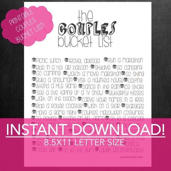 Bucket List Couples Bucket List Printable by DixieDesignStudio