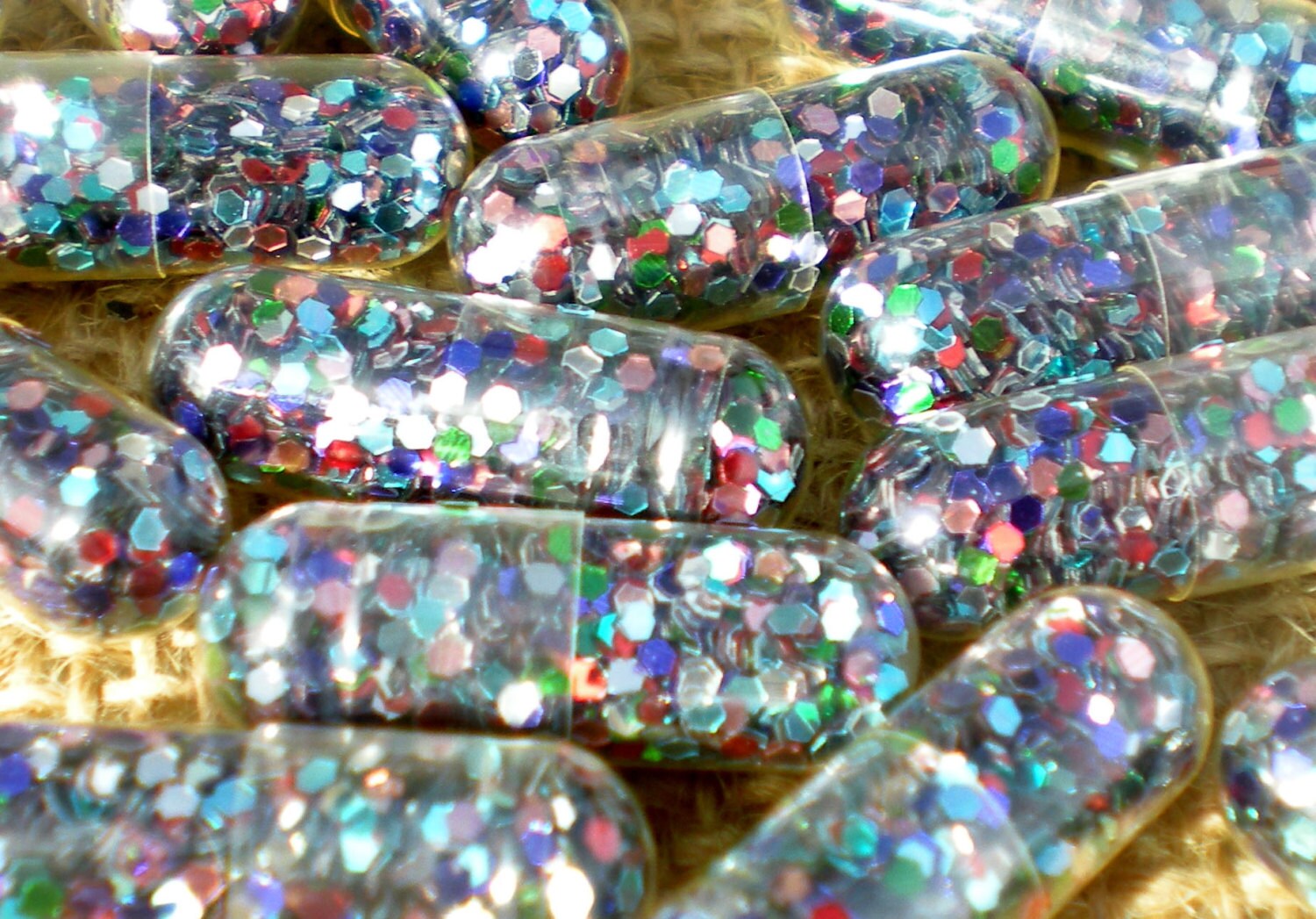 Birthday Party Theme Glitter Pills in Color Mix as Novelty for