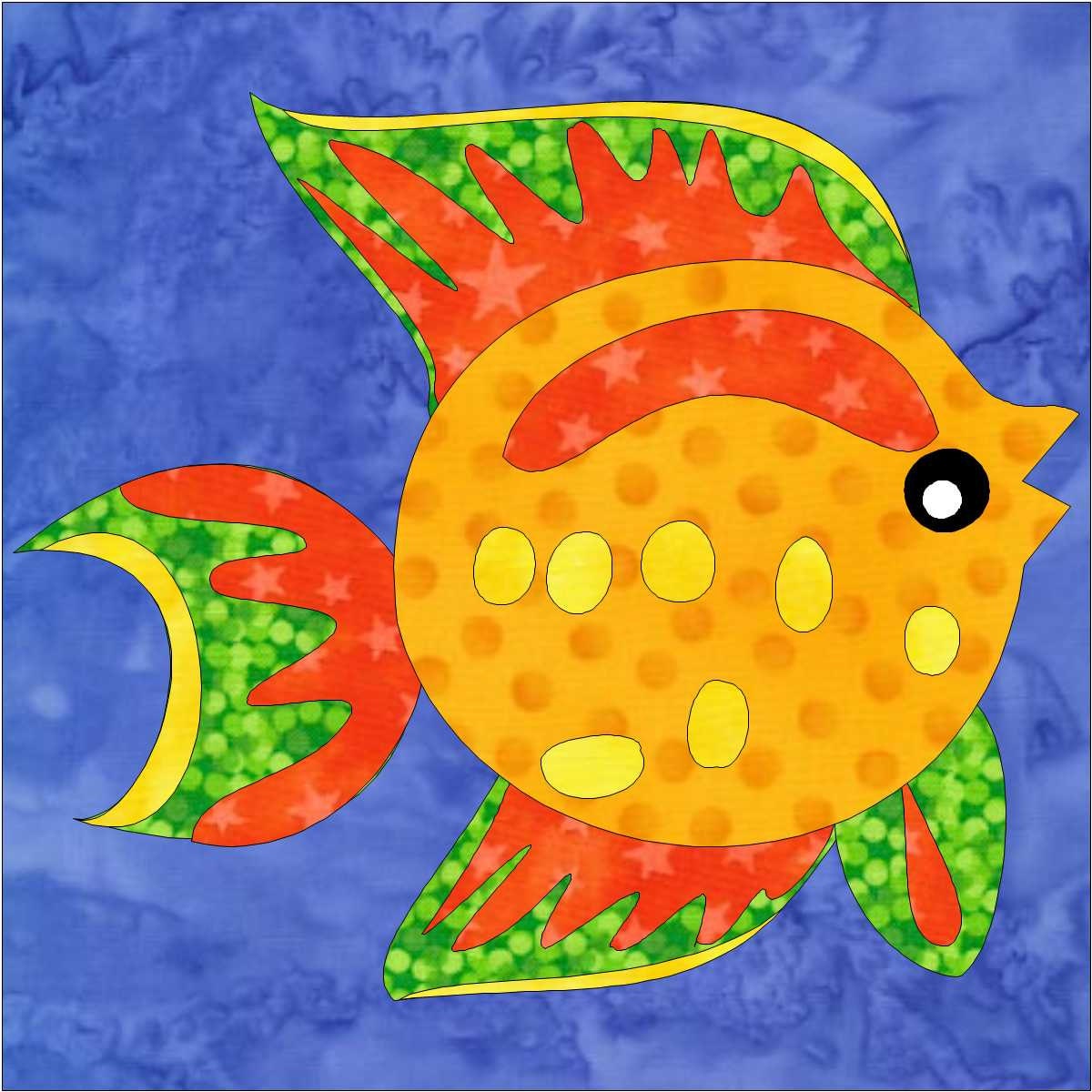 Flashy Fish Quilt Block Fish Quilt Block Instant Download