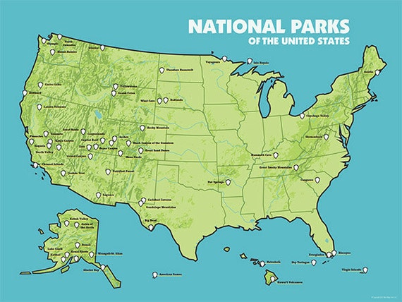 us national parks map poster by bestmapsever on etsy