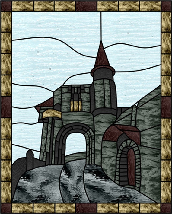 Items similar to Castle stained glass pattern on Etsy