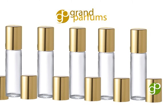 12 Elegant 10ml Roller Ball Bottles Gold Or Silver Caps Glass 4879