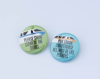 Disney World Monorail 2-Pack Pin-Back buttons or Magnets - Disney World Buttons, Disney World Magnets, Monorail Buttons