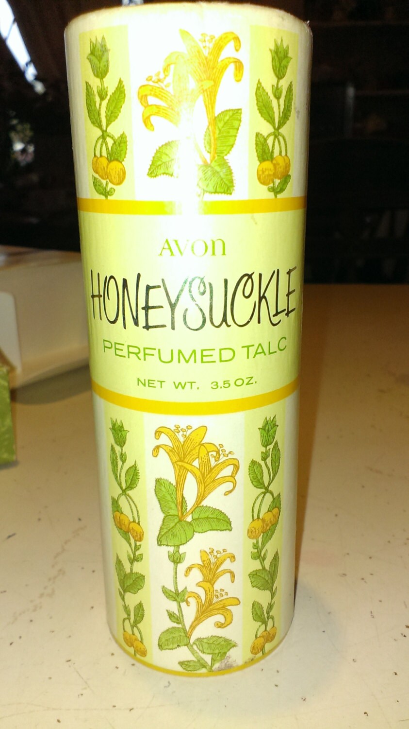 Vintage AVON HONEYSUCKLE Perfumed TALC Powder by SynnsAntiques