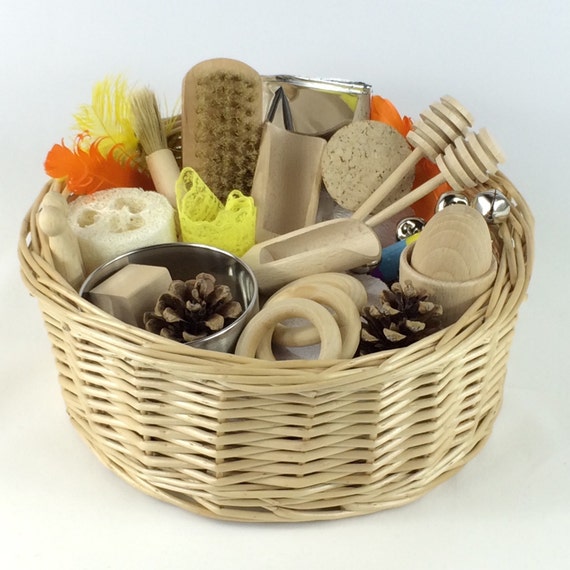 Medium Treasure Basket Sensory Educational Wooden by TreasureToys