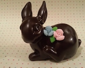 Painted Ceramic Perky Ear Chocolate Bunny