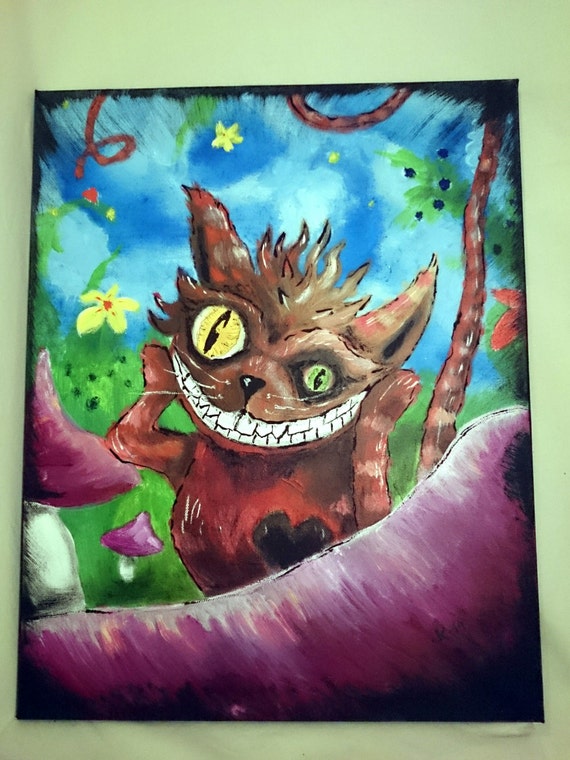 Cheshire Cat. Acrylic Painting by CraftsnArtJaniKuha on Etsy