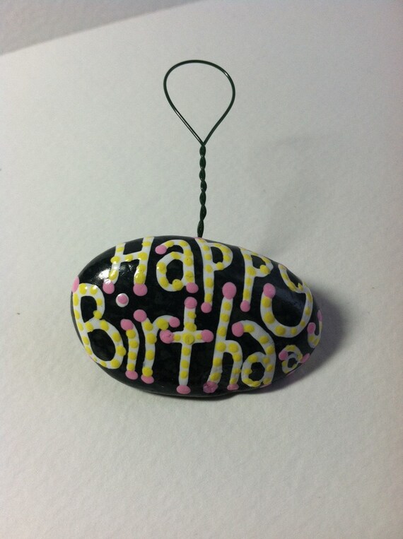 Items similar to HAPPY BIRTHDAY Hand Painted Happy Birthday Stone