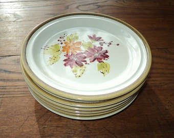 6 Vintage Hand painted Salad and/or Dessert Plates with hand painted plum blossom design by Andre Poncho, Made in Korea in Mint Conditon